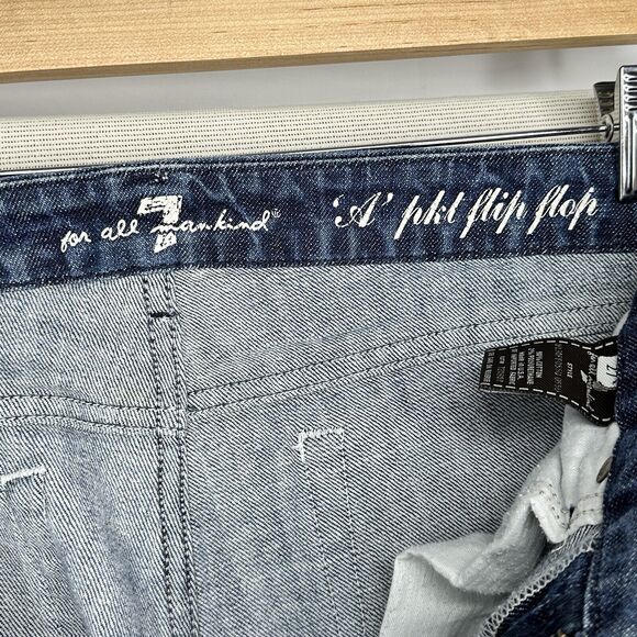 7 for All Mankind Jeans A Pocket Flip Flop Flared Womens Sz 27 (31”x 30.5”) Blue - Picture 13 of 16